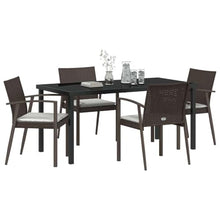 DYRJDJWIDHW Modern Garden Dining Set 5 Pieces Brown Black PE Rattan Outdoor Patio Furniture Set with UV Resistant All Weather Wicker for Terrace Backyard Spring Summer Entertaining