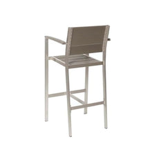 Pemberly Row Contemporary Aluminum Patio Bar Set, 7-Piece, Gray Finish, Rust-Resistant Frame, Polyresin Table Top and Chairs, Modern Outdoor Dining Set for Backyard or Patio Use