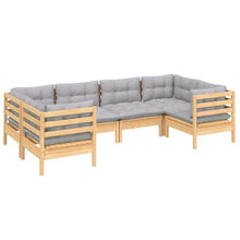 MNISDFL 6 Piece Patio Lounge Set with Gray Cushions Solid Wood