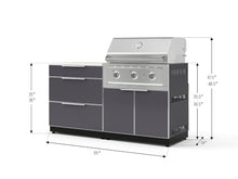 NewAge Products Classic Series 4PC Aluminum Slate Gray Modular Outdoor Kitchen Set with 33" Performance Grill NG - 24"D x 65"W x 47.5"H
