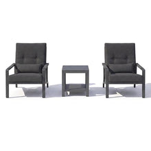 CozyJoy 3 Piece Outdoor Bistro Set, Rattan Patio Furniture with Aluminum Frame & Coffee Table, Waterproof Cushion Fabric, High Elastic Sponge, Grey Terrace Patio Set