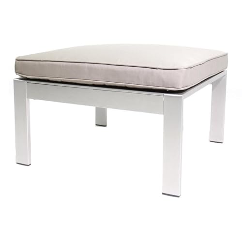 Pemberly Row Aluminum Patio Ottoman, 25 x 25 x 16 Inches, Rust-Proof Gray Taupe Finish, Modern Durable Design, Outdoor Footrest for Patio or Garden Use