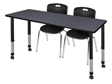Regency Height Adjustable Mobile Classroom Table Set with Two 18" Andy Chairs Grey/Black