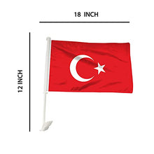 Turkey Car Flag Window Clip Flag 18” X 12” Including Poles for Patriotic, Sports Events, Parades (Premium - Double Side Printing, Pack of 100)