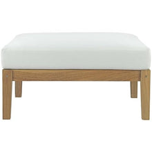Modway Bayport Teak Wood Outdoor Patio Ottoman in Natural White