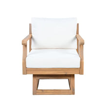 Merax Set of 2 Outdoor Acacia Wood Swivel Chairs with Cushions, 360° Patio Conversation Chairs, Weather Resistant Wooden Lounge Seating for Porch, Garden, Deck, Backyard