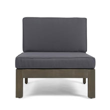 WEALTHKING 3-Piece Outdoor Modular Sofa Set with Twin Sectional End Pieces and Armless Component – Configurable Design for Small Yards, Urban Apartments (Dark Gray + Acacia Wood)