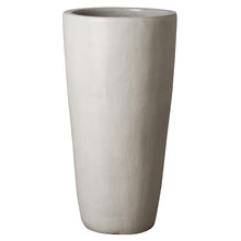 Emissary Home and Garden Tall 18.5 in. Distressed White Ceramic Round Planter (18.5 in. L x 18.5 in. W x 36 in. H) with Drainage Hole