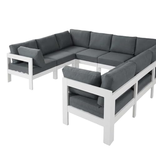 Outdoor Escape Gray Fabric Patio Modular Sectional, Weather-Resistant Upholstery, Comfortable Back and Seat Height, Durable Frame