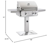 AOG American Outdoor Grill L-Series 24-Inch 2-Burner Propane Gas Grill On Pedestal with Rotisserie - 24PPL