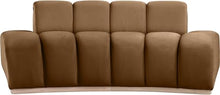 Meridian Furniture 44093Saddle-L Jace Collection Art Deco Loveseat, Ultra Luxe Saddle 460 GSM Velvet, Natural Finish Rubberwood Base, Eucalyptus Wood Frame, Tufting, 78.5" W x 38.5" D x 28" H, Saddle