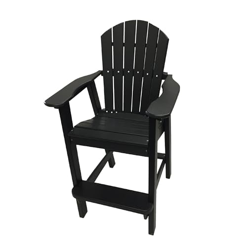Phat Tommy Tall Adirondack Chair - HDPE Outdoor Furniture - Poly Adirondack Bar Stool - Heavy, Stress Free Furniture for Balcony, Deck, Patio, Front Porch, Black