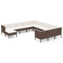 LDEWOAMEG 12 Piece Patio Lounge Set with Cushions Poly Rattan Brown