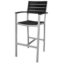 Home Square Aluminum Frame Patio Bar Arm Stool Set of 3 Black