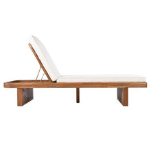 callmego Acacia Wood Outdoor Lounger Set with PE Rattan and Slat Side Table for Patio or Poolside Use