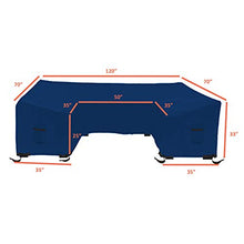 Patio U Shape Sofa Cover 18 Oz Waterproof - 100% UV & Weather Resistant Customize Outdoor Sofa Cover with Air Pockets and Drawstrap with Snug Fit (33" H x 120" W x 35" D, Blue)