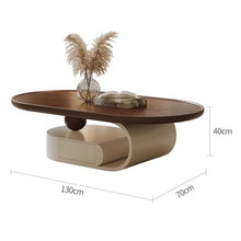 Hhaoran-9863 Side End Table Walnut Wood Grain Oval Coffee Table, Modern Minimalist Design for Living Room, Luxury Home Furniture Accent Coffee Table for Living Room Bedroom Office(130cm)