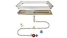 EasyFirePits DIY Pro Tank-in-Table Linear Fire Table Kit w/Glass Windscreen, Stainless Steel Pan, Burner, and Professional Gas Connection Kit (70.5X13.5)