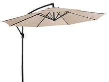 RWGOVLU 10Ft Cantilever Parasol with Crank & Tilt, Outdoor Offset Parasol, Hanging Umbrella, Sun Shade Umbrella Waterproof, UV Protection, Base not Include,2 White, 1 Khaki