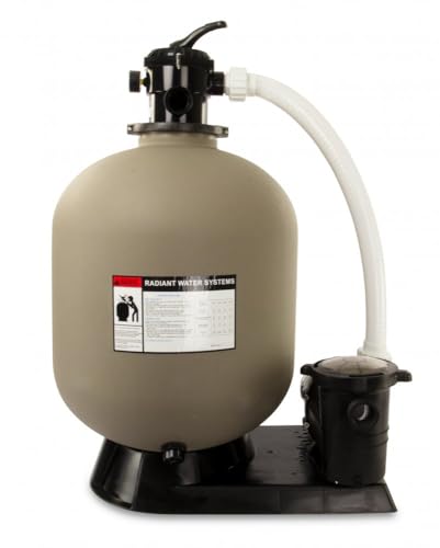 Rx Clear Radiant 22 Inch Above Ground Swimming Pool Sand Filter System | Includes 1.5 HP Pump, Multi-Port Valve, & White Luster Media | 45 GPM Flow Rate for Swimming Pools up to 26,000 Gallons