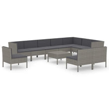 RJPLMFV 11 Piece Patio Lounge Set with Cushions Gray PE Rattan