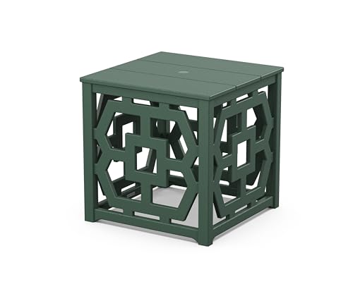 Martha Stewart by POLYWOOD® Chinoiserie Umbrella Stand Accent Table in Green