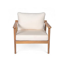 Christopher Knight Home Batis Acacia Wood Lounge Chair Outdoor Set of 2, Wooden Patio Accent Chair Set, Comfy Reading Seat with Removable Cushion, Patio Furniture Set, Teak+Beige