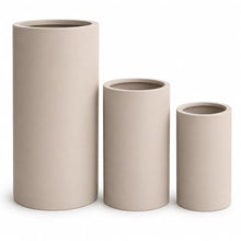 Set of 3 Tall Cylinder Polystone Indoor/Outdoor Planters, Sand