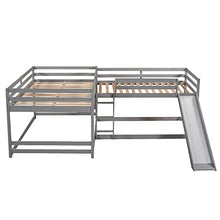Jintop L-Shaped Bunk Bed with Slide & Ladder Grey