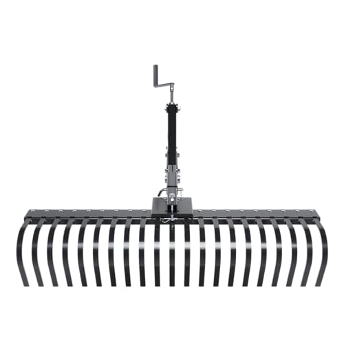 SUGGESGIVE JN 60" Landscape Rake with 1 Point Hitch, Heavy-Duty Steel Tow Behind Lawn Rake for ATV UTV Garden Tractors