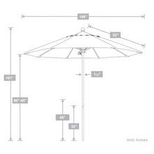 OROTLECT 9-Foot Commercial Aluminum Market Patio Umbrella With Push Lift And Fiberglass Ribs In Sunbrella