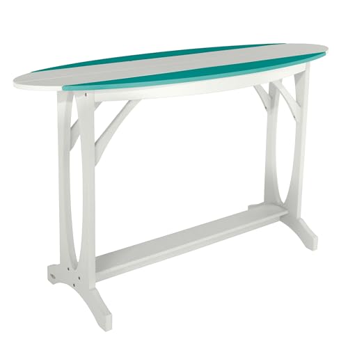 Bahia Verde Shoreline Surfboard Bar-Height Table, White/Seaglass Blue
