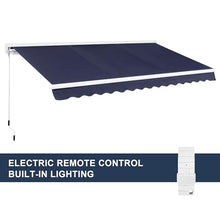 Diensweek 12'x10' Patio Awning Retractable, Fully Assembled Motorized LED Light Awnings Electric Commercial Grade - Quality 100% Dope-Dyed Acrylic Window Door Sunshade Shelter - Deck Canopy Balcony