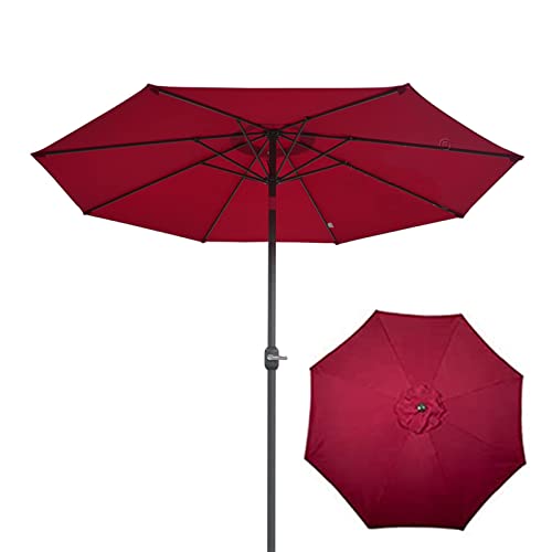 UWYTGF Garden Umbrella Parasol Heavy Duty Outdoor Sun Umbrella,Round Umbrellas Sunscreen with Tilt Function,for Patio,Lawn,Pool,Garde,Wine Red,2.7M