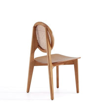 Manhattan Comfort Versailles Rattan Dining Chair, Wicker Round Backrest with Solid Ash Wood Frame, Mid Century Modern Fully Assembled Chairs, Set of 4, Natural