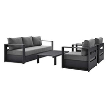 Modway Tahoe 4-Piece Fabric Powder-Coated Aluminum Outdoor Set Gray Charcoal