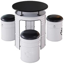 JOSOGO Coffee Restaurant Table and Chair Set, Creative Industrial Style Outdoor Oil Drum Multi-Functional Outdoor Lounge Table and Chair Set(H)