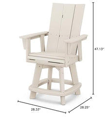 POLYWOOD® Modern Curveback Adirondack Swivel Counter Chair in Sand