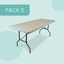 EventStable TitanPRO HDPE Plastic Folding Table, 6ft x 30in, White, 5 Pack