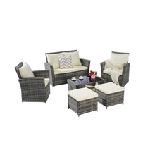 Patio Furniture Set with Small Outdoor Table, All-Weather Wicker, Breathable Polyester Cushions, Patio Bar Set w/ Sillas para Balcon, Sillas para Patio Exterior, Easy-to-Clean, Durable (Beige)