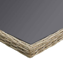 WEHUOSIF Brown and Black PE Rattan Dining Table with Tempered Glass Top and Powder-Coated Steel Frame for Patio Table and Outdoor Dining