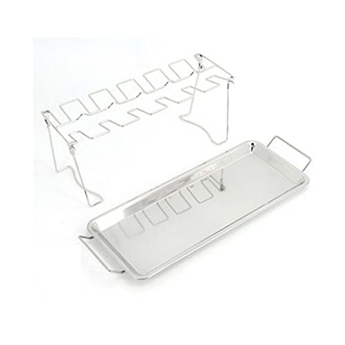 HIONJIN Stainless Steel Chicken Wing Leg Grill with Drip Tray, Used for Grilling Multi-Purpose Chicken Leg Grilling Utensils