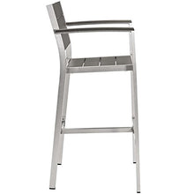 Modway Shore Aluminum 3-Piece Outdoor Patio Pub Bistro Set Silver Gray