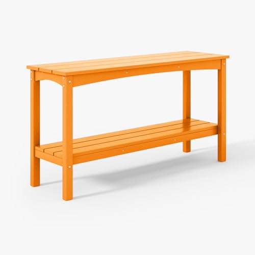 WestinTrends Malibu 55" Outdoor Patio HDPE Adirondack 2-Tier Shelf Console Table, Orange