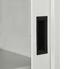 TEKGHUT Sliding Door Cabinet with Planter Box, Light Gray Steel Storage Cabinet with 2 Adjustable Shelves and Lock for DVDs, Books, Plants