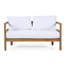 Christopher Knight Home Ellendale Loveseat and Coffee Table Set, White + Teak