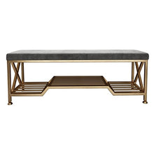 Footstools / Ottomans Shoe Stool Entrance 2 Tier Shoe Rack Storage Bench with Upholstered Seat Metal Frame for Living Room Bedroom Corridor living Room Corridor Bench Shoe Stool ( Color : Brass , Size