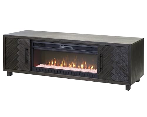 Modern Wood 65" Fireplace Console with Doors Entertainment Fully Assembled Brown