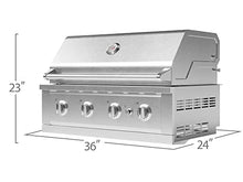 NewAge Products 36" Performance Series Gas Grill, 4-Burner, 48,000 BTU, Natural Gas, 304 Stainless Steel, Built-In Outdoor Kitchen BBQ Grill