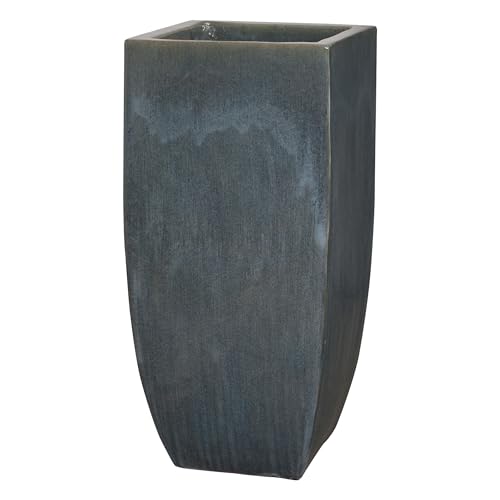 Emissary 17.5in L x 42.5in H Storm Gray Stoneware Square Planter